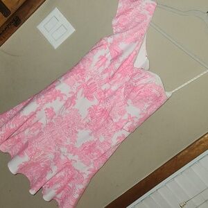 Lilly Pulitzer ARLANA ONE SHOULDER ROMPER, RESORT WHITE PB ANNIVERSARY Sz8